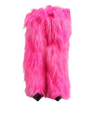 Dolce & Gabbana Pink Faux Fur Leather Stiletto Boots