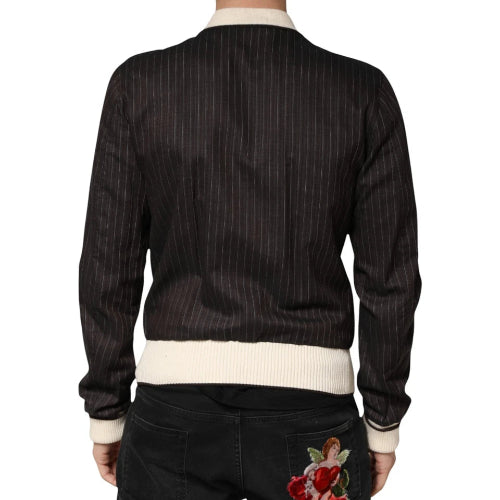 Dolce & Gabbana Brown Contrast Stripe Bomber Jacket