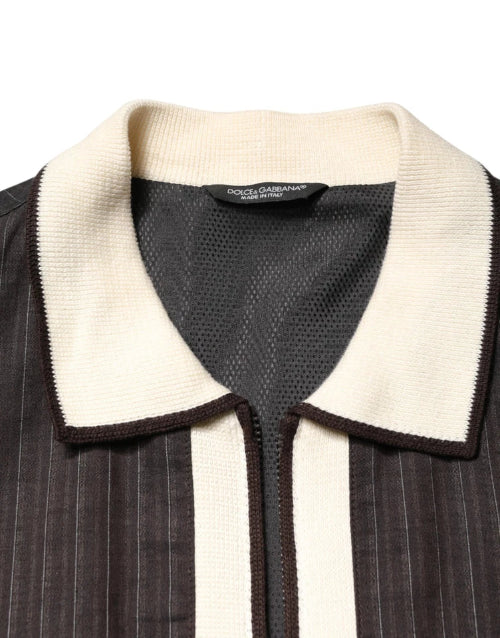 Dolce & Gabbana Brown Contrast Stripe Bomber Jacket