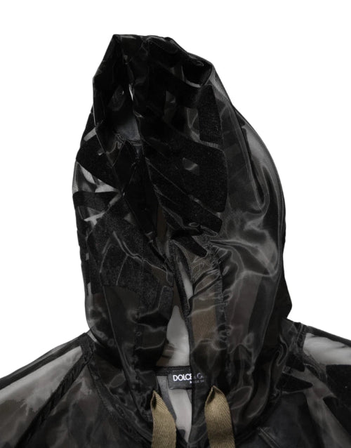 Dolce & Gabbana Hooded Black Camouflage Jacket