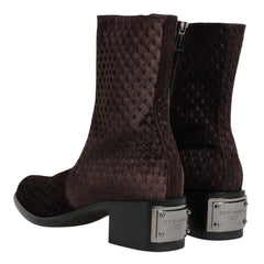 Dolce & Gabbana Velvet Mid-Calf Boots