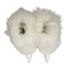 Dolce & Gabbana White Faux Fur Pointed Stiletto Boots