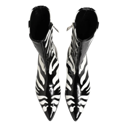 Dolce & Gabbana Zebra Leather Mid-Calf Boots