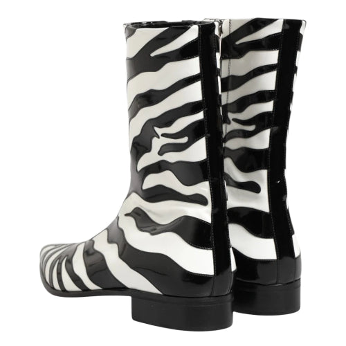 Dolce & Gabbana Zebra Leather Mid-Calf Boots