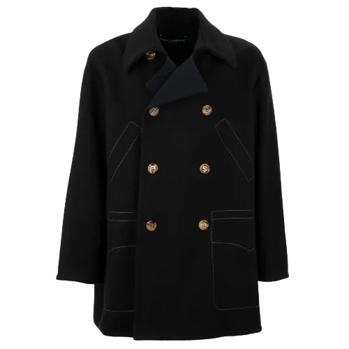 DOLCE & GABBANA Men's Double Breasted Virgin Wool Pea Coat
