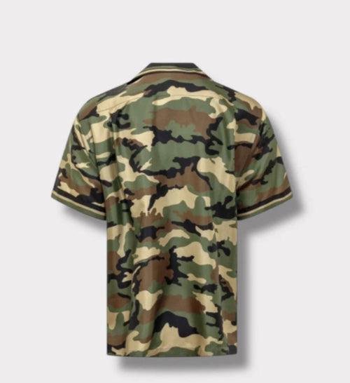 Camouflage-patterned shirt on a white background