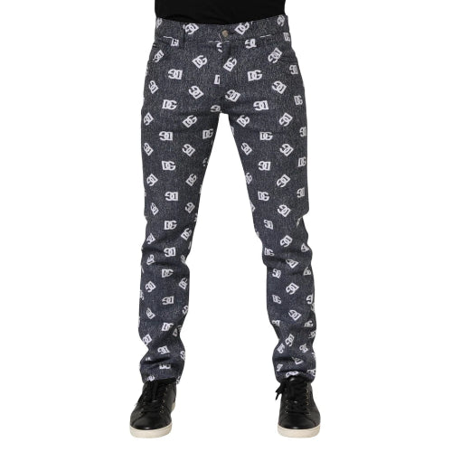 Dark jeans with a pattern on a white background