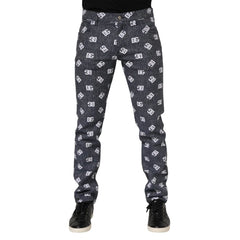 Dark jeans with a pattern on a white background