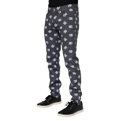Dark gray pants with a pattern worn by a person on a white background
