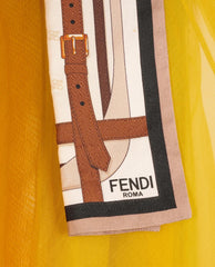 Fendi scarf with a brown belt design on a yellow background