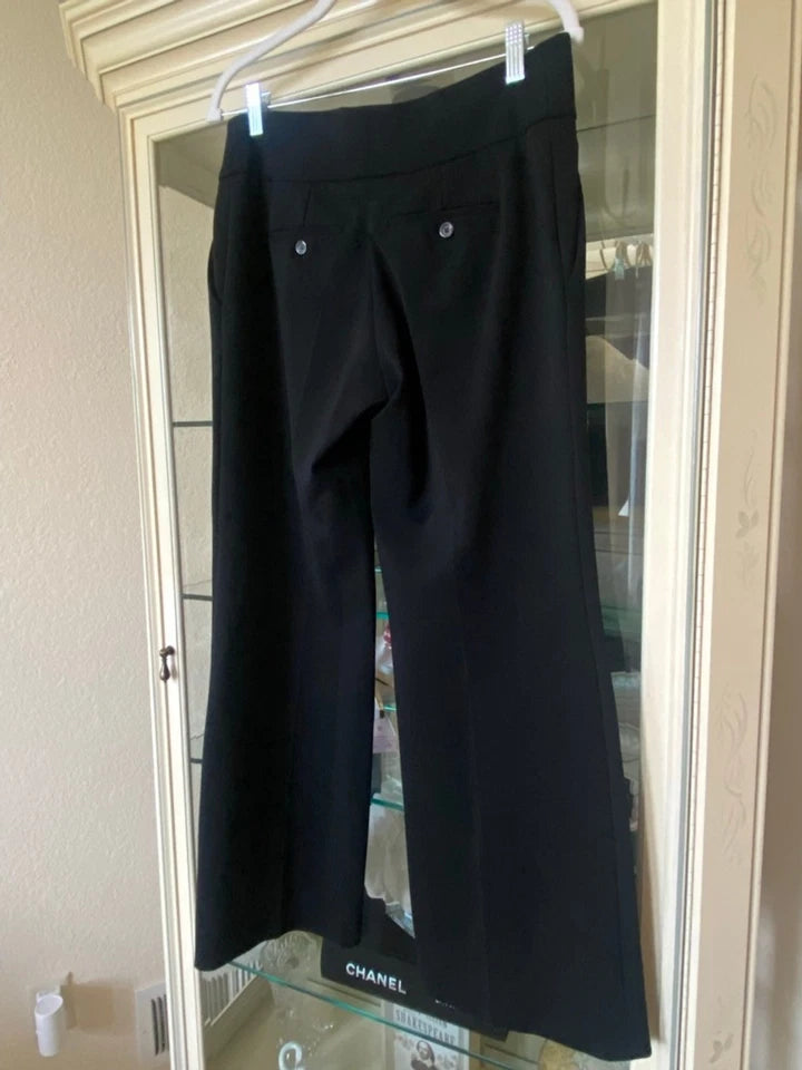 Gucci Black Wide Leg Pants With Gold Hardware GG Snap Front Belt