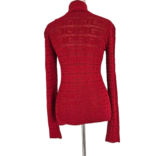 Givenchy 4G Red High Neck Long Sleeve Top