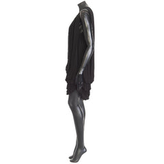 Black dress on a mannequin with a white background