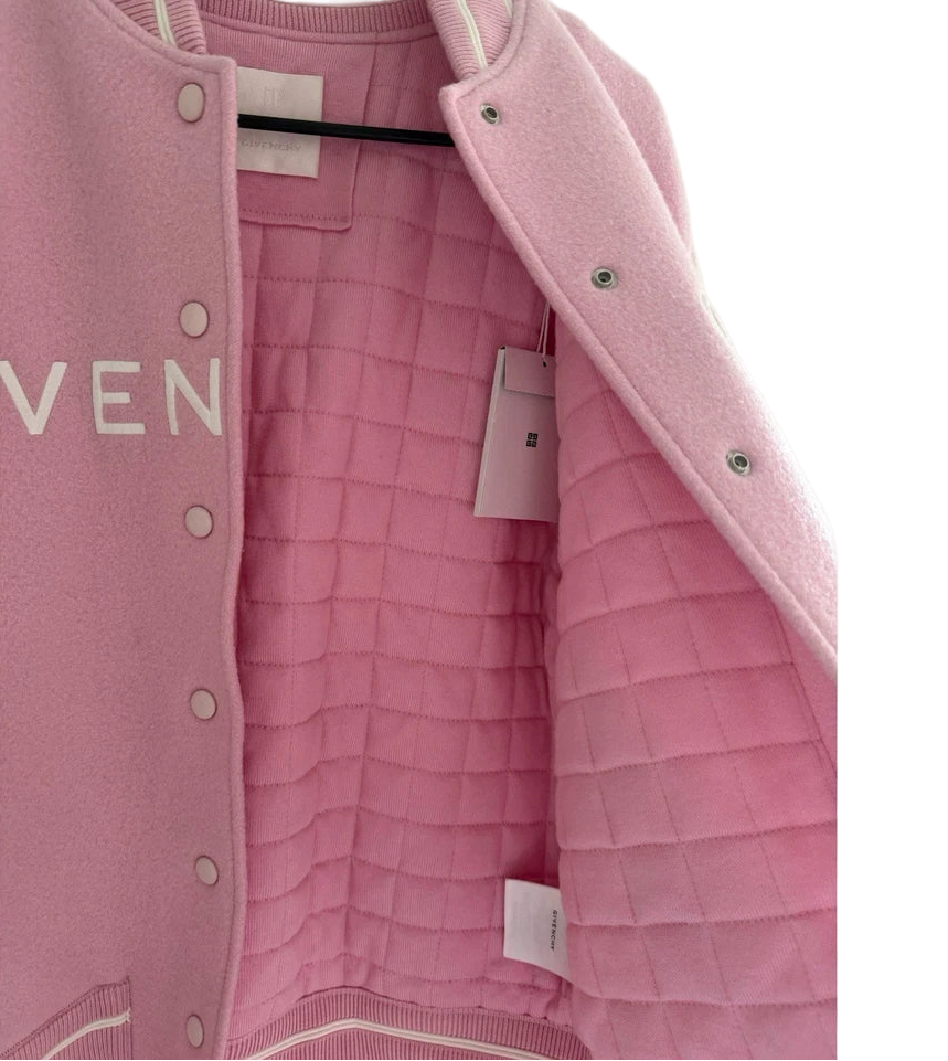 Givenchy Pink Varsity Wool Bomber Jacket