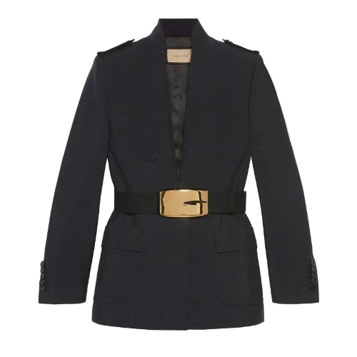 Gucci Women's Black Belted Soft Wool Silk Jacket - BNWT