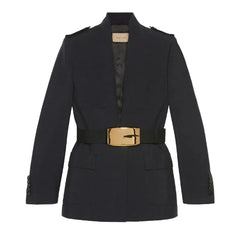 Gucci Women's Black Belted Soft Wool Silk Jacket - BNWT