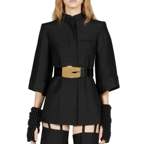 Gucci Women's Black Belted Soft Wool Silk Jacket - BNWT