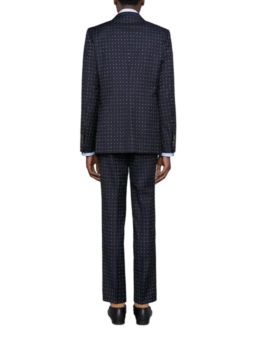 Gucci Men's Blue GG Logo Wool 2 Piece Pant Suit