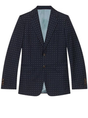 Gucci Men's Blue GG Logo Wool 2 Piece Pant Suit