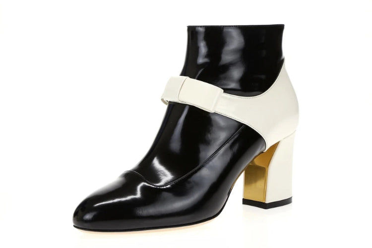 Gucci Magnolia White Bow Block Heel Boots