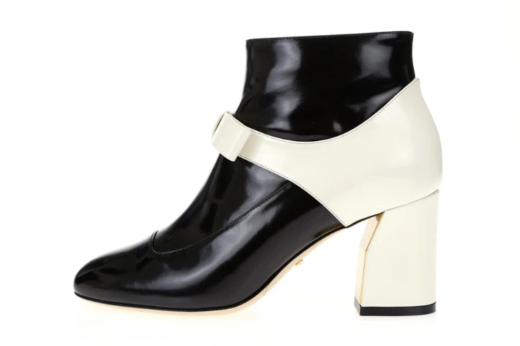 Gucci Magnolia White Bow Block Heel Boots