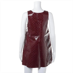 Gucci GG Embossed Leather Mini Dress Bordeaux-Wrinkled