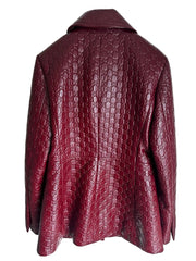 Gucci GG Debossed Leather Belted Jacket