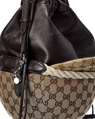 Gucci Equestrian GG Canvas Leather Shoulder Bag
