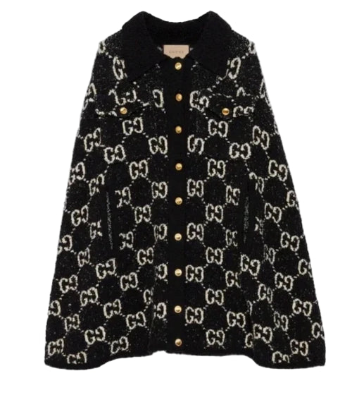 Gucci GG Cotton Jacquard Pattern Cape Coat