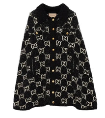 Gucci GG Cotton Jacquard Pattern Cape Coat