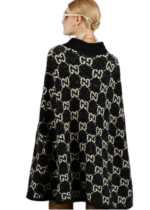 Gucci GG Cotton Jacquard Pattern Cape Coat