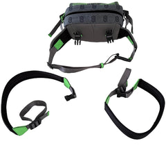 Black and green straps on a marble surface
