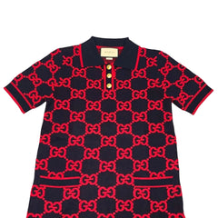 Red and black patterned shirt with a collar