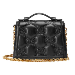 Gucci GG Matelasse Small Black Leather Top Handle Bag