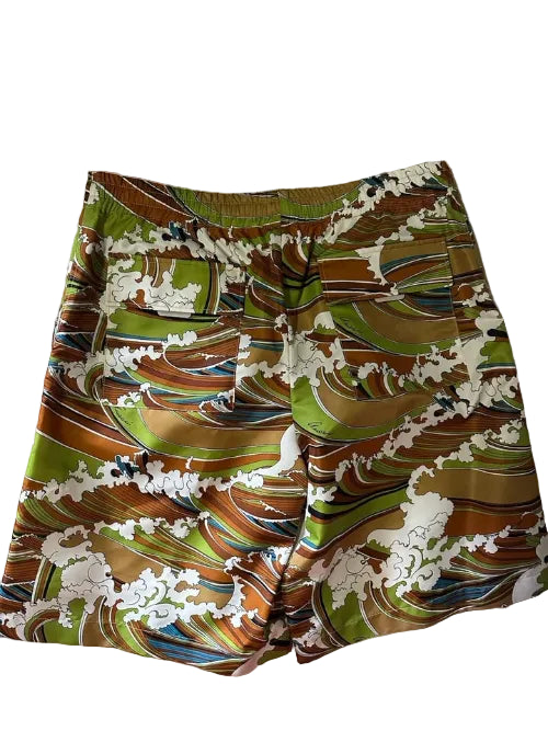 Shorts with a wave pattern on a white surface