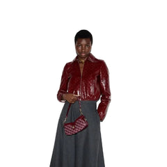 Gucci GG Embossed Leather Bomber Jacket - BNWT