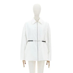 White jacket on a mannequin against a white background