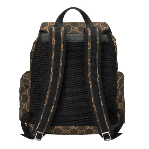 Backpack with a patterned design on a white background