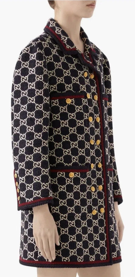 Gucci GG Macro Tweed Double Breasted Coat