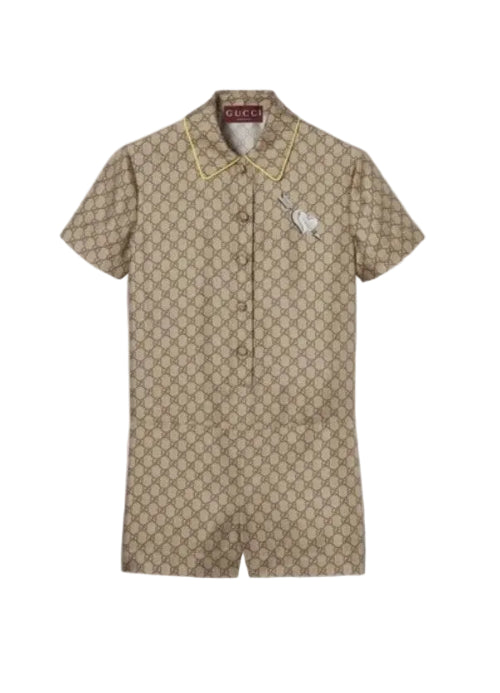 Beige patterned shirt with collar on a white background