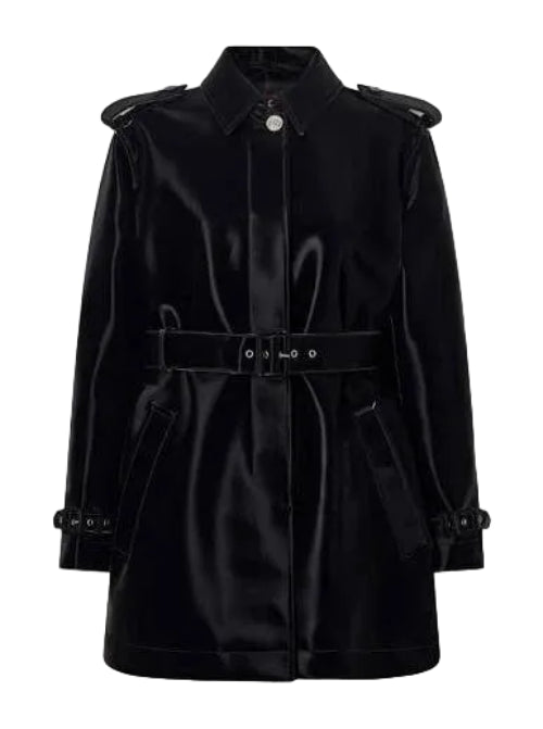 Gucci Black Velvet Effect Leather Trench Coat - BNWT