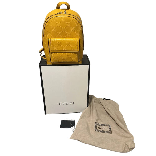 Gucci GG Guccissima Embossed Yellow Leather Backpack