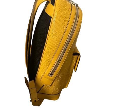 Gucci GG Guccissima Embossed Yellow Leather Backpack