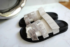 HERMÈS Niloticus Crocodile Himalaya Sandals