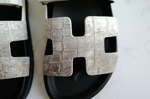 HERMÈS Niloticus Crocodile Himalaya Sandals