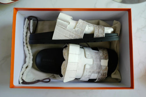 HERMÈS Niloticus Crocodile Himalaya Sandals