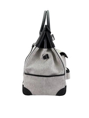 Gray backpack with black accents on a light gray background