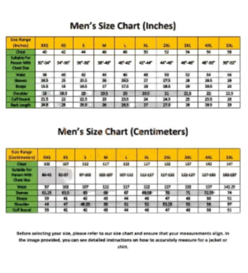 Men's size chart in inches and centimeters with Wrangler branding.