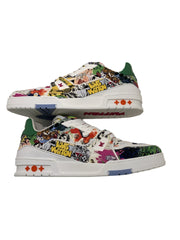 Colorful sneakers with a pattern on a white background
