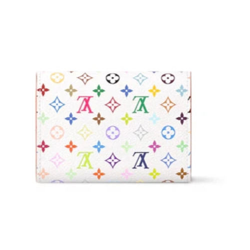Colorful patterned pouch with brand logo on a white background